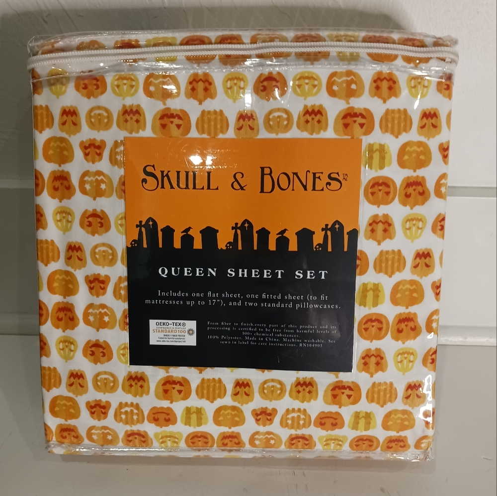 Queen size jack-o-lanterns bed sheets set